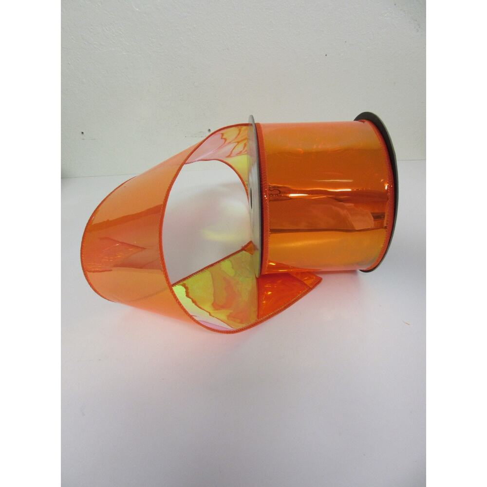 Orange Mirror Wire Edge Ribbon 4" x 10 yds d.stevens Halloween Fall Summer